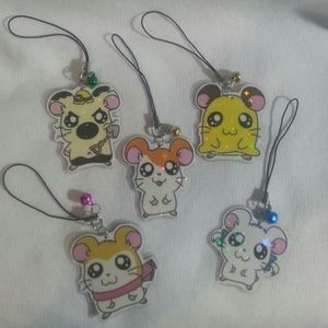 Handmade Laminate Anime Charm Hamtaro Set Of 5